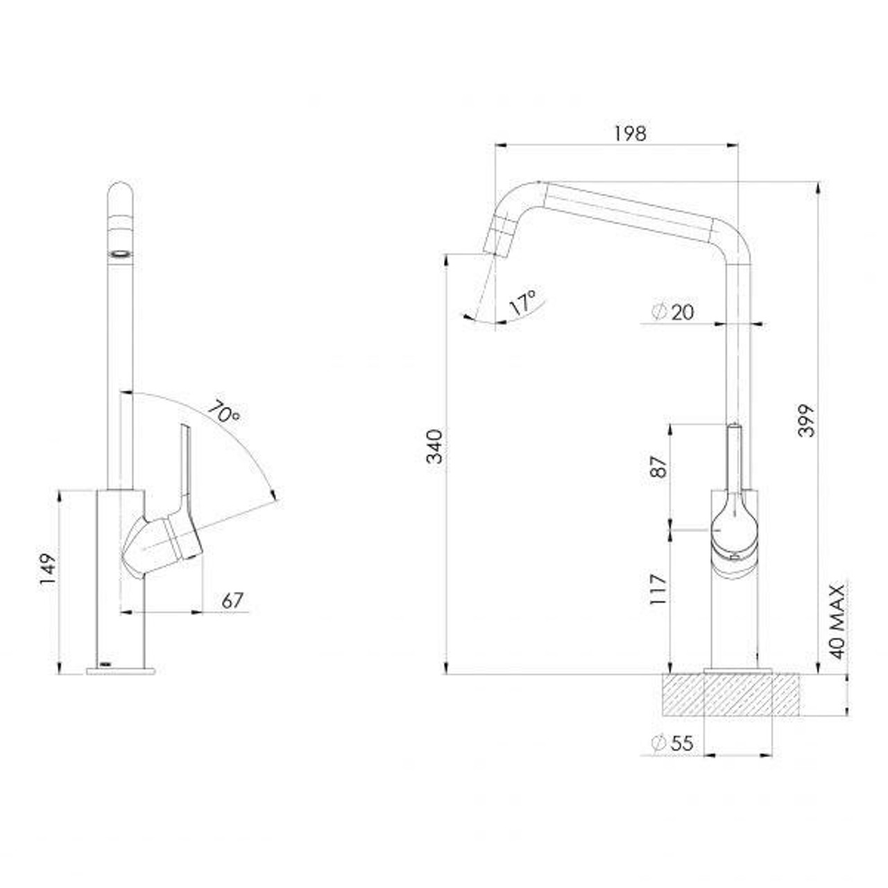 Phoenix Tapware Phoenix Ester Sink Mixer 200mm Squareline (Brushed Nickel) 125-7330-40