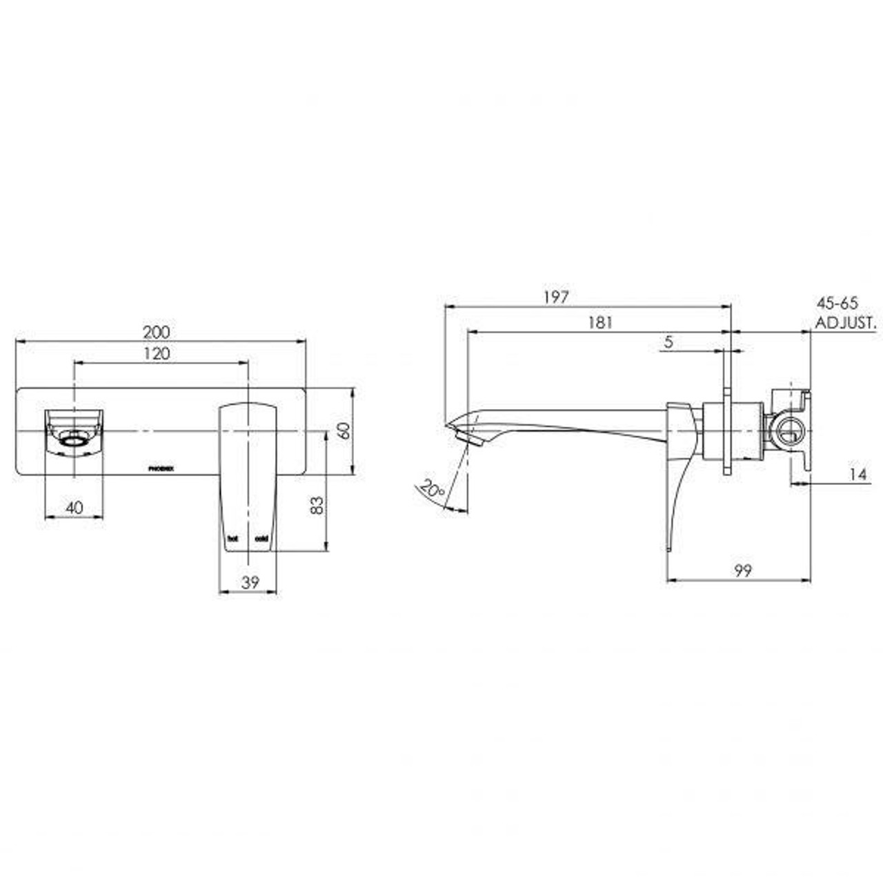 Phoenix Tapware Phoenix Argo Wall Basin Mixer Set 180mm (Chrome) AG785 CHR