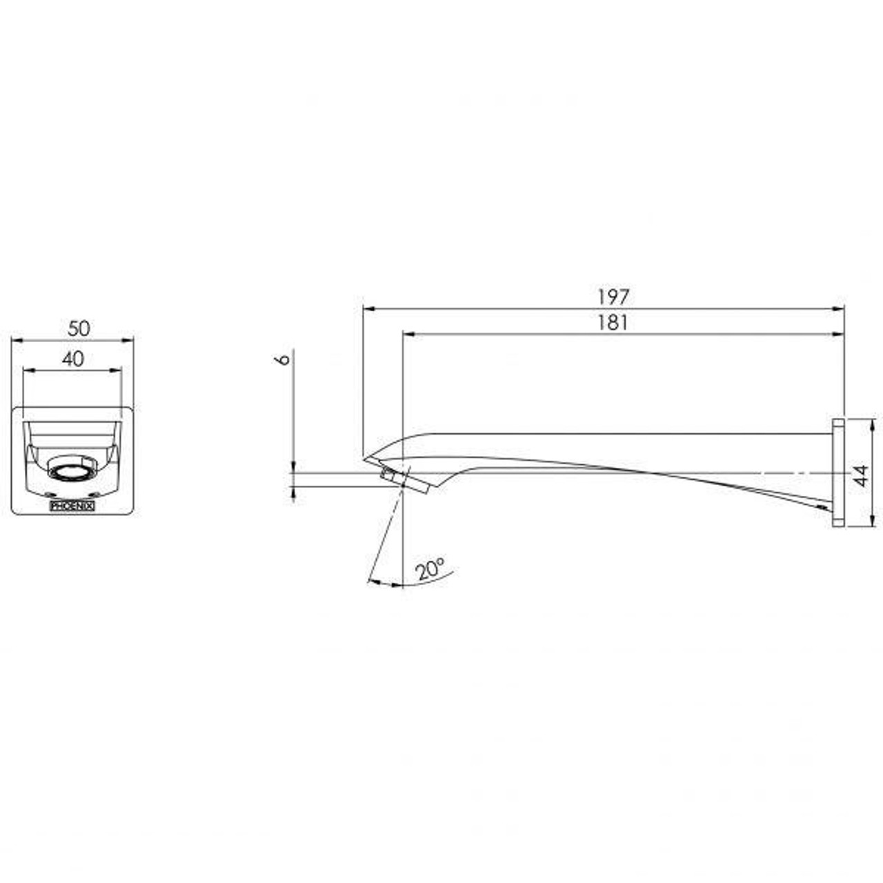 Phoenix Tapware Phoenix Argo Wall Basin Outlet 180mm (Chrome) AG774 CHR