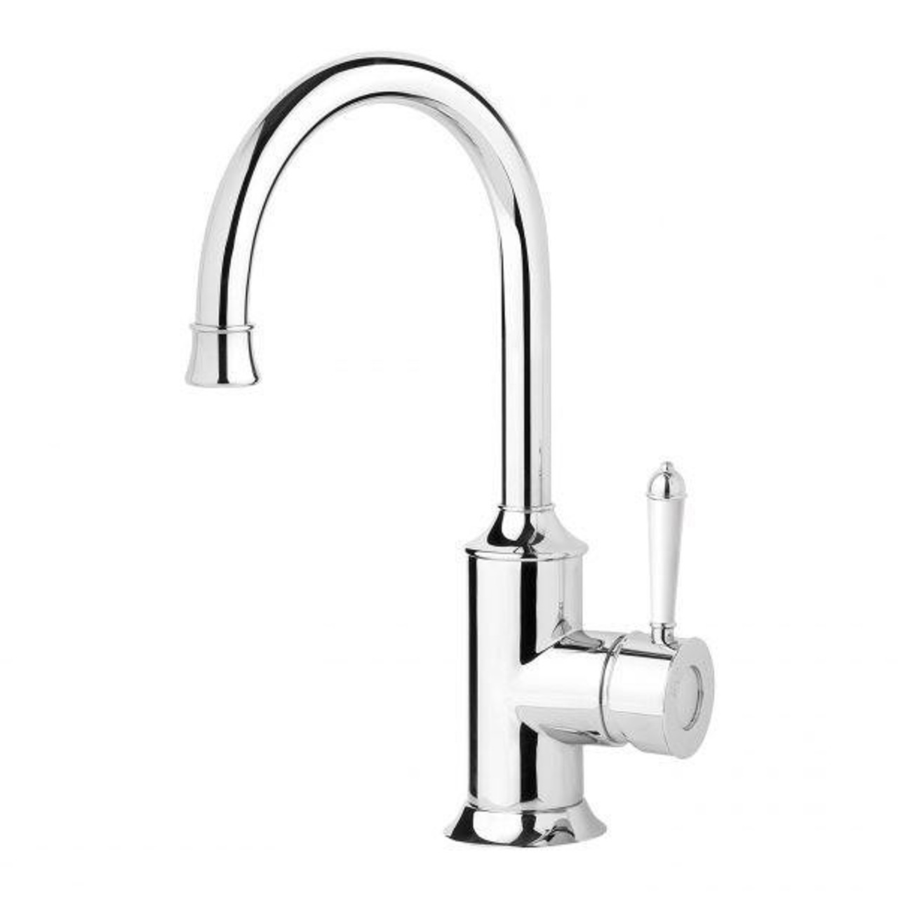 Phoenix Tapware Phoenix Nostalgia Sink Mixer 160mm Gooseneck (Chrome/White Handle) NS730-62