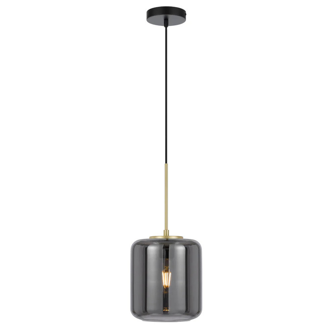 Telbix KOROVA PENDANT ANTIQUE BRASS AND SMOKE GLASS PES-BRSSM