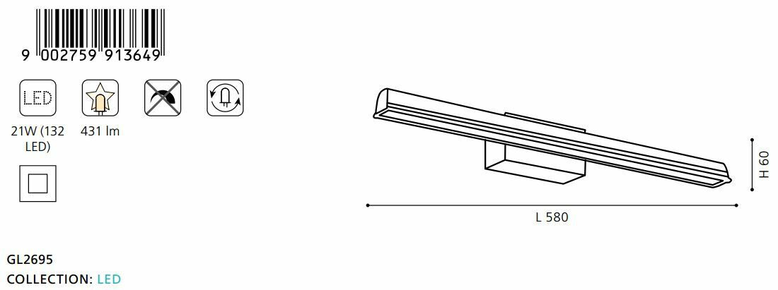 Eglo Hakana Wall Light LED 21W/W Non-Dimmable 91364