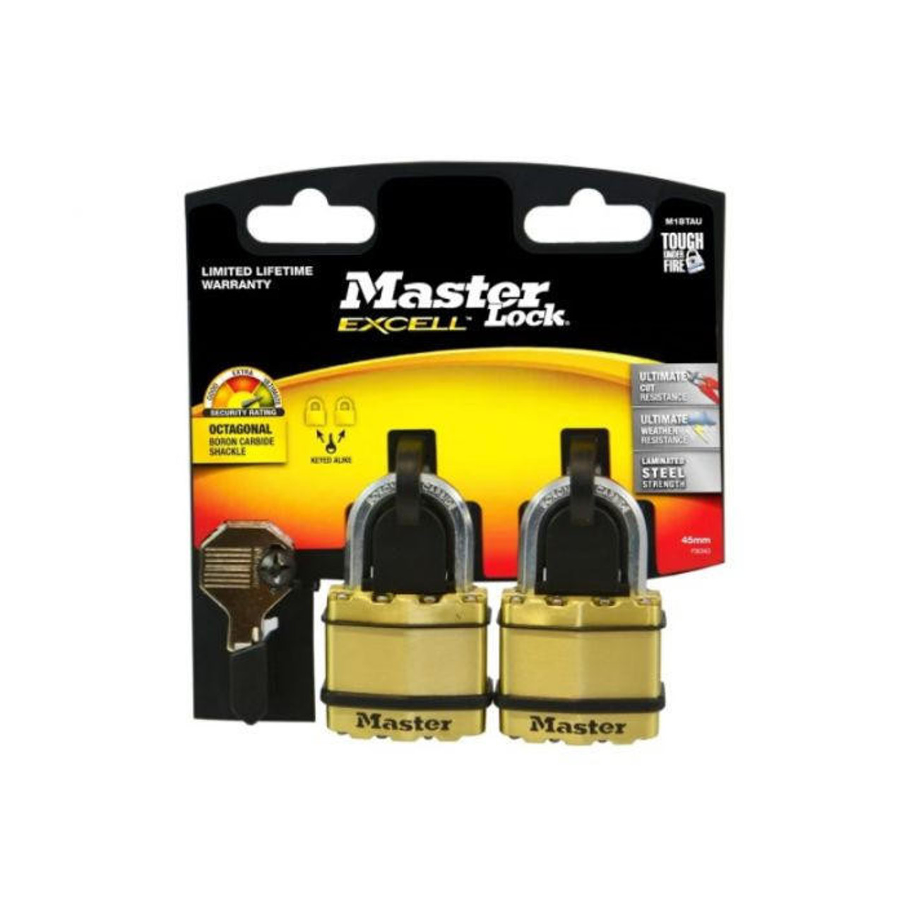 Master Lock Master Excell Padlock Twin Pack 45mm Shackle - M1BTAU