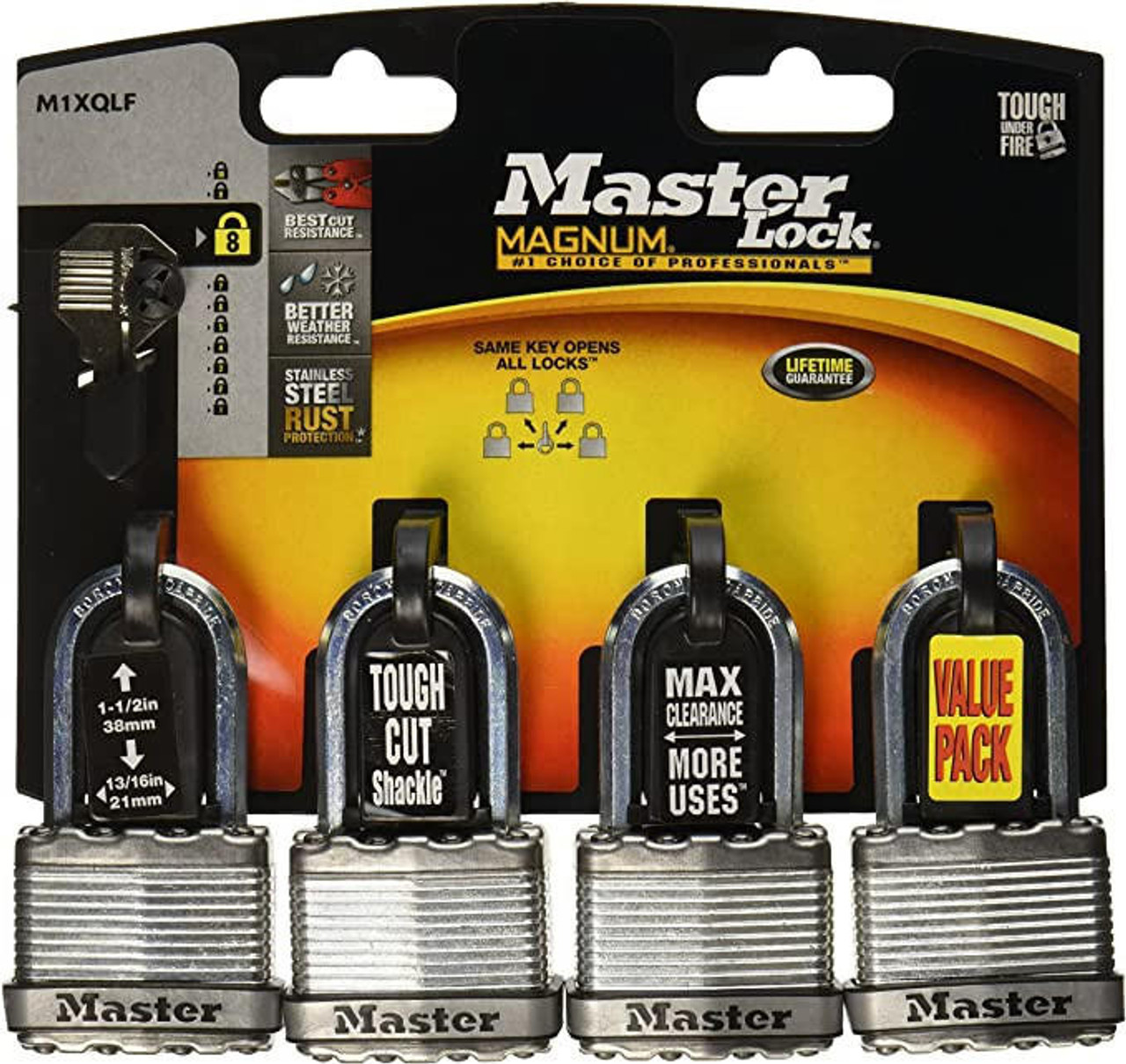 Master Lock Master Magnum Padlock 38mm Shackle 4 Pack - M1XQLF