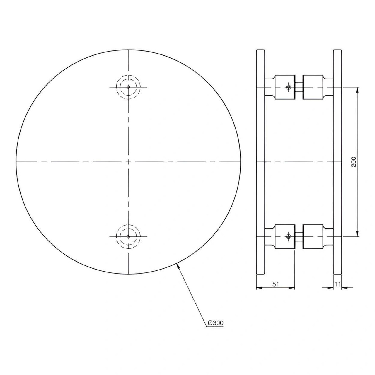  Austyle Circular Entry Handle - Back to Back 300mm Satin Brass 