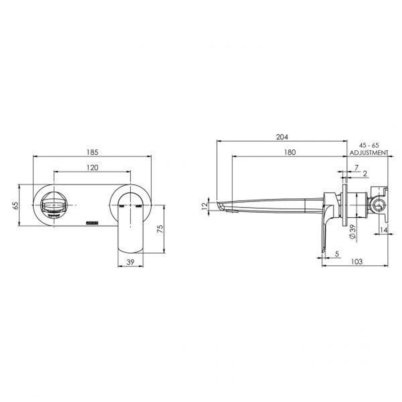 Phoenix Tapware Phoenix Subi Wall Basin/Bath Mixer Set 180mm (Chrome) 10576020C