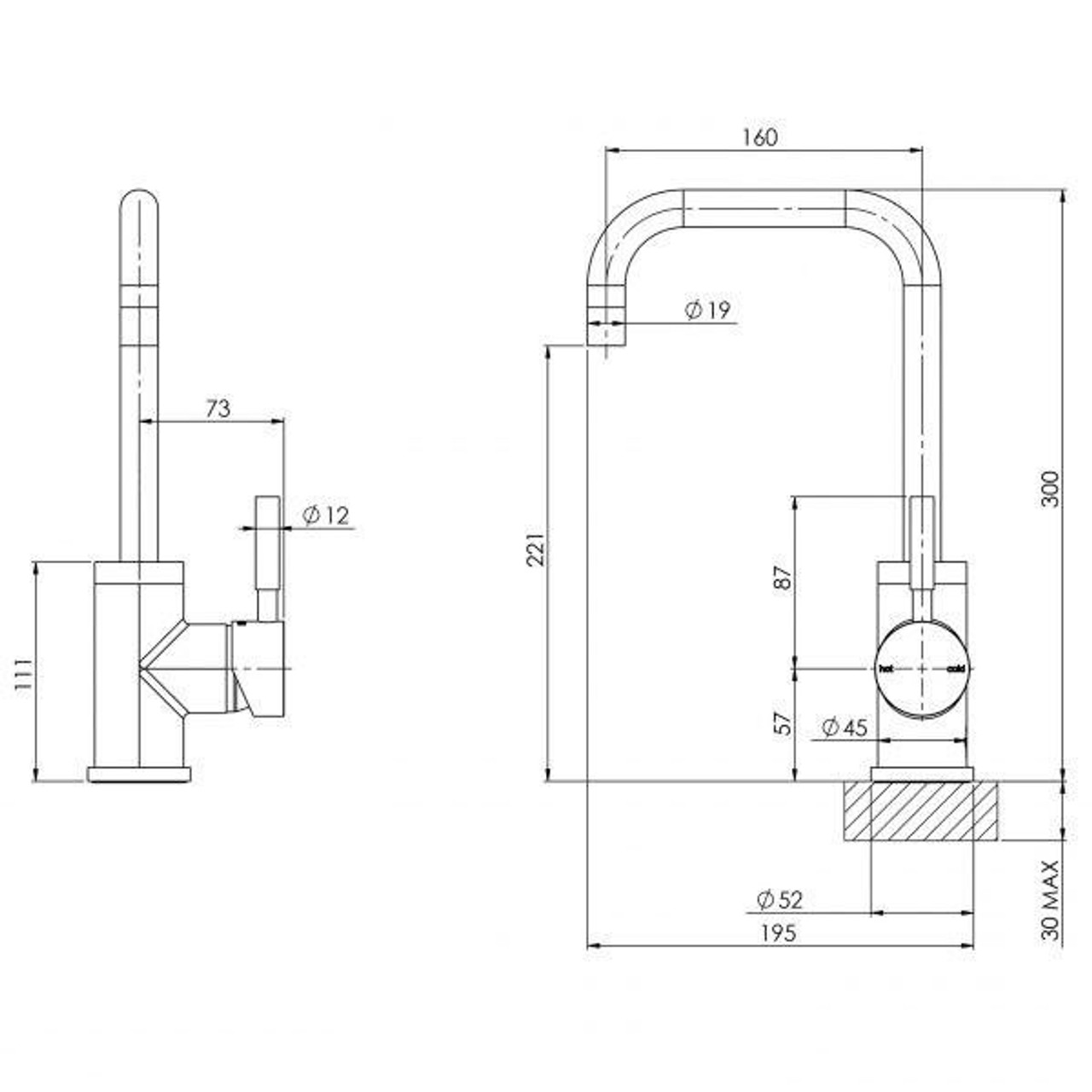 Phoenix Tapware Phoenix Vivid Sink Mixer 160mm Squareline (Chrome) VL732 CHR