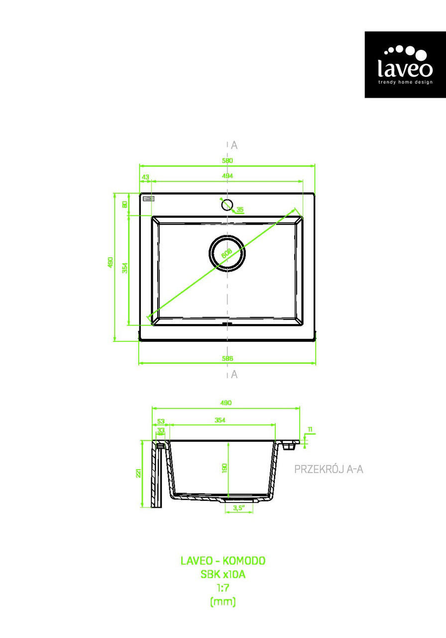 LAVEO KOMODO  white granite Butler sink 1TH  SBK_610A