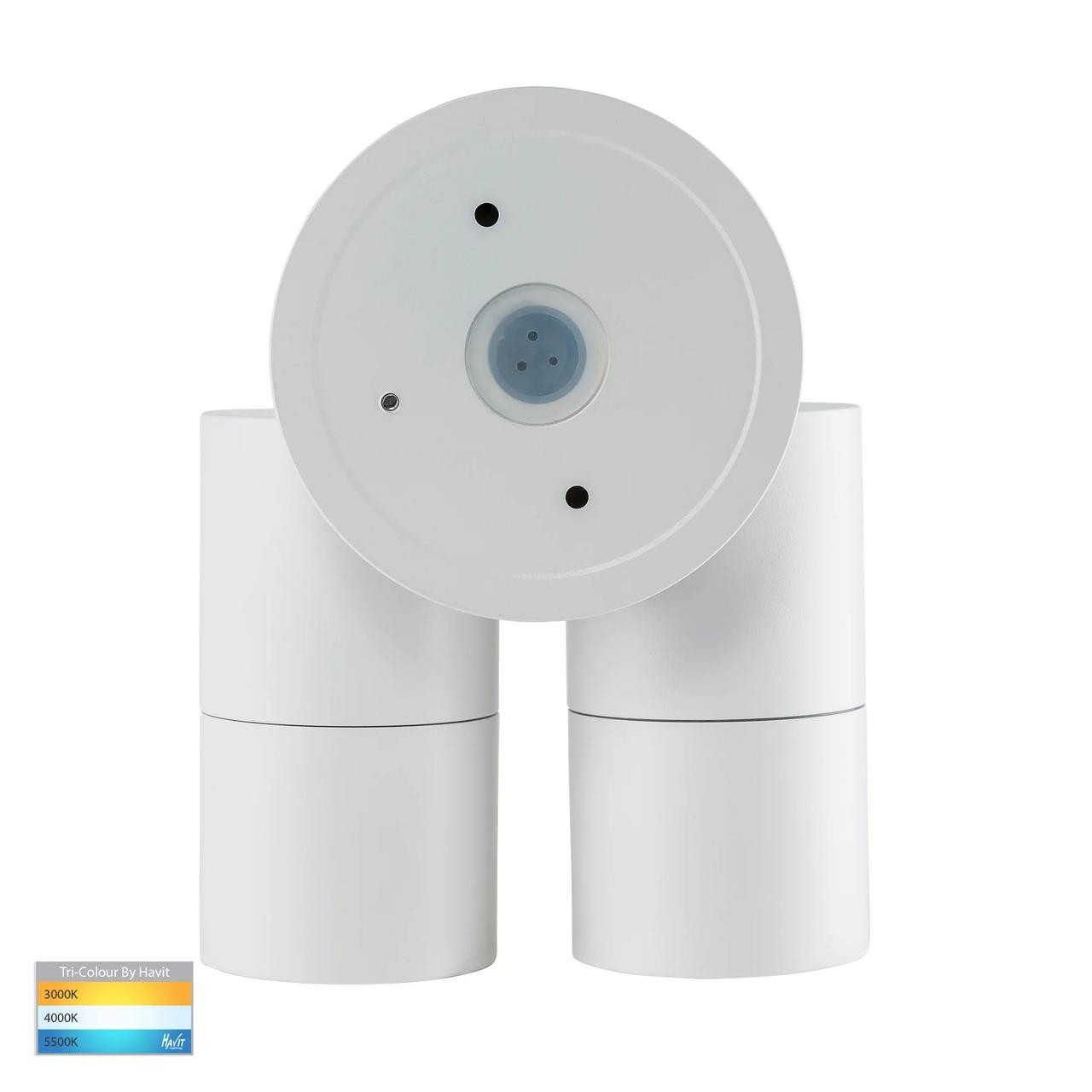 Havit Lighting Tivah Aluminium White TRI Colour Double Adjustable Spot Lights with Sensor HV1335T-PIR
