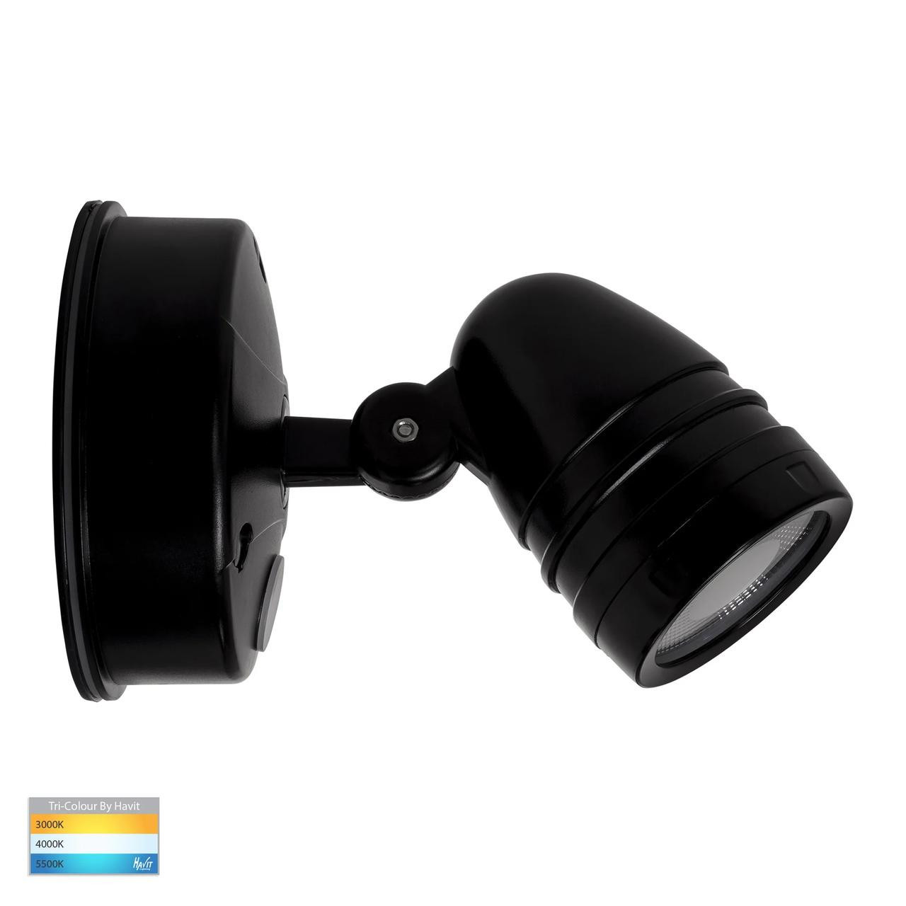 Havit Lighting Focus Polycarbonate Black Single Adjustable Spot Light With Sensor HV3792T-BLK