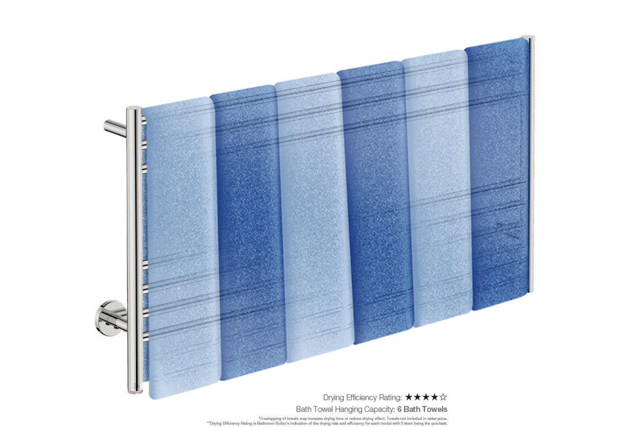Bathroom Butler Natural 7 Bar 1100mm Straight Heated Towel Rail Polished Stainless Steel Bathroom Butler Natural 7 Bar 1100mm Straight Heated Towel Rail Polished Stainless Steel