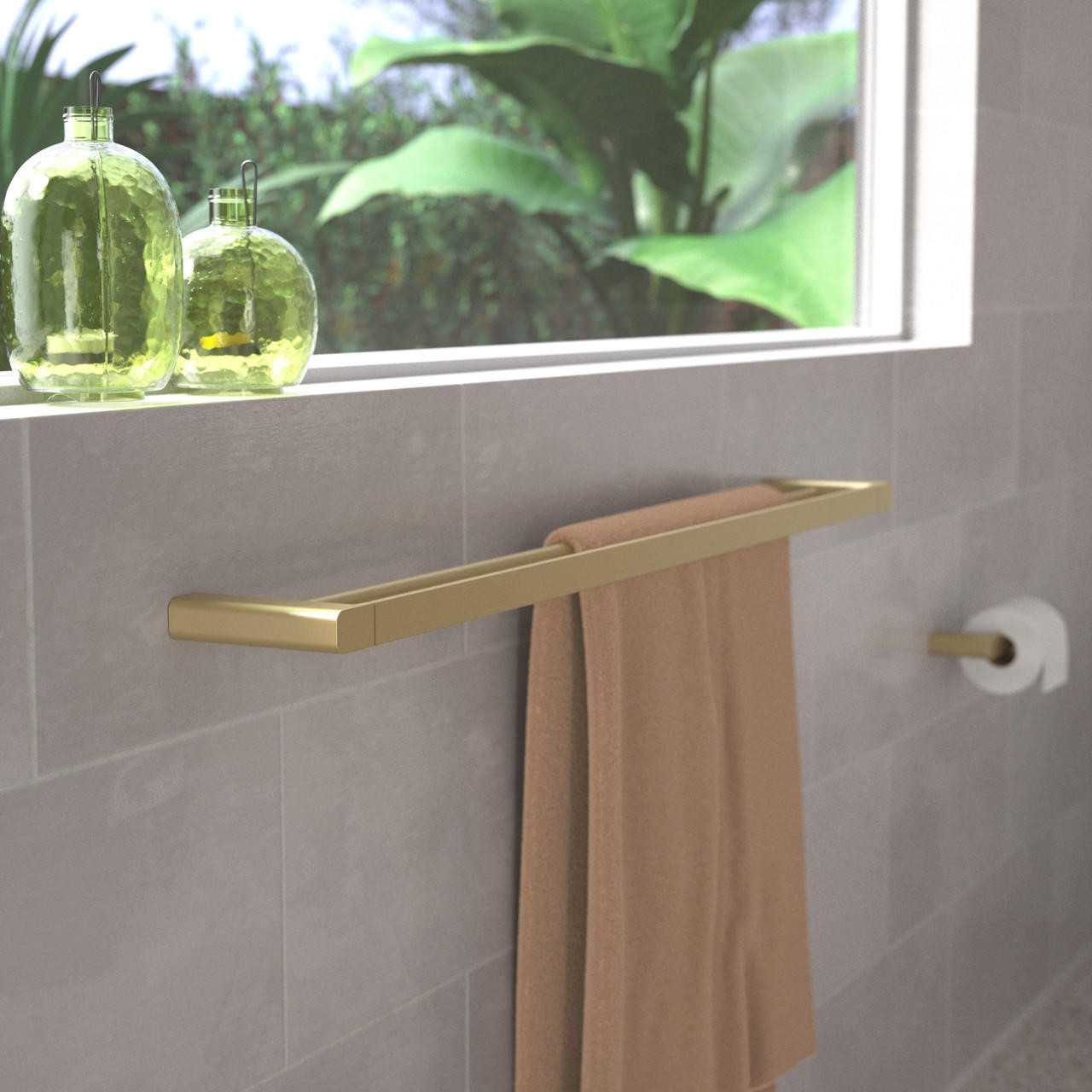 Caroma Luna Double Towel Rail 930mm Brushed Brass 99615BB