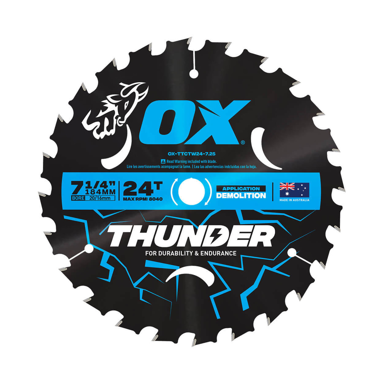 OX Tools OX 184mm Pro Thunder Circular Saw Blade OX-TTCTW24-7.25 