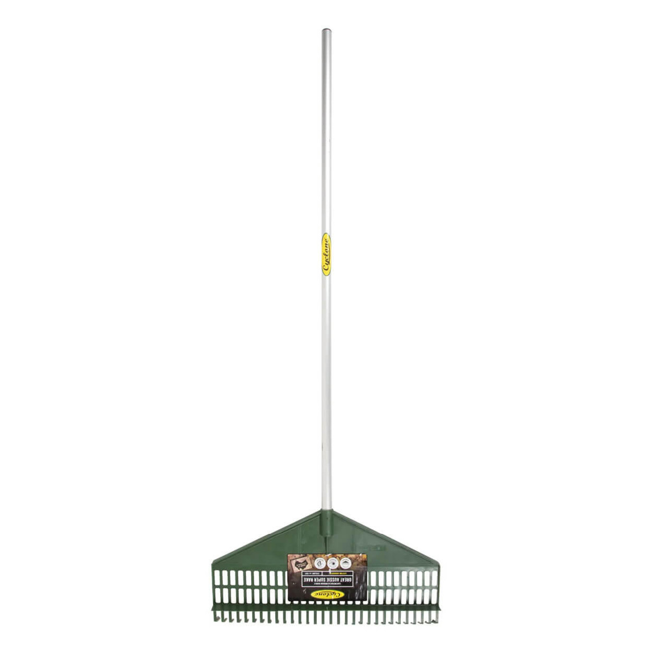 cyclone great aussie super rake wide 580mm plastic head with lightweight aluminium handle
