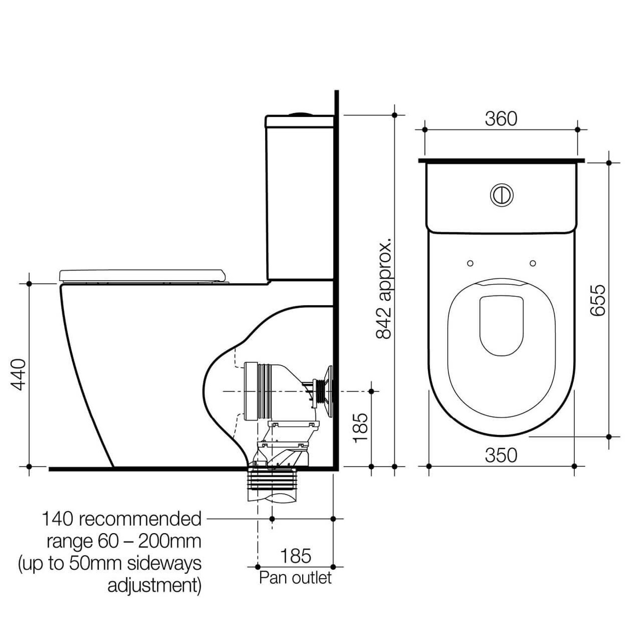  Caroma Urbane II CleanFlush® Wall Faced Close Coupled Toilet Suite (Back Entry) with GermGard® 