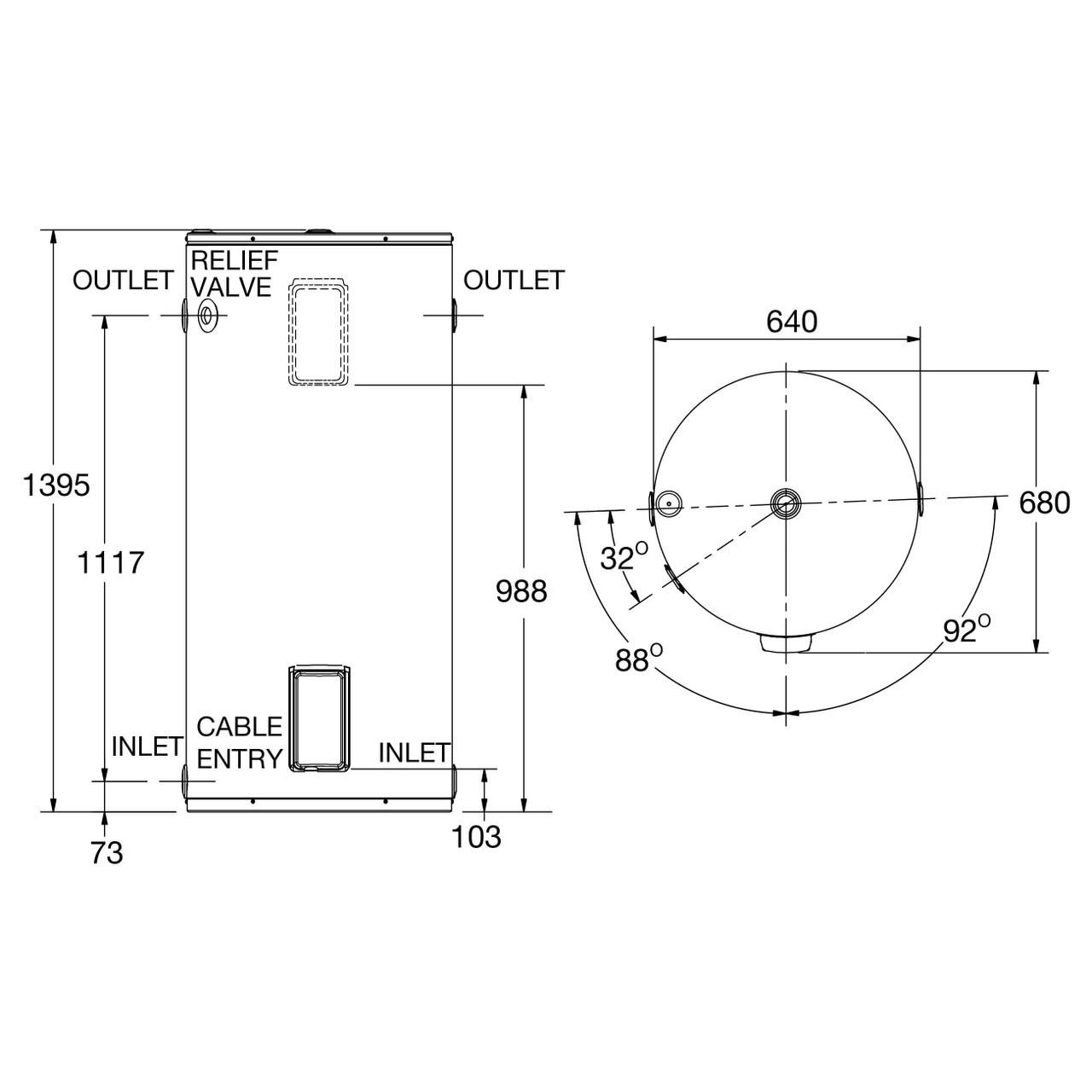 rheem 250l electric water heater 4.8kw 491250