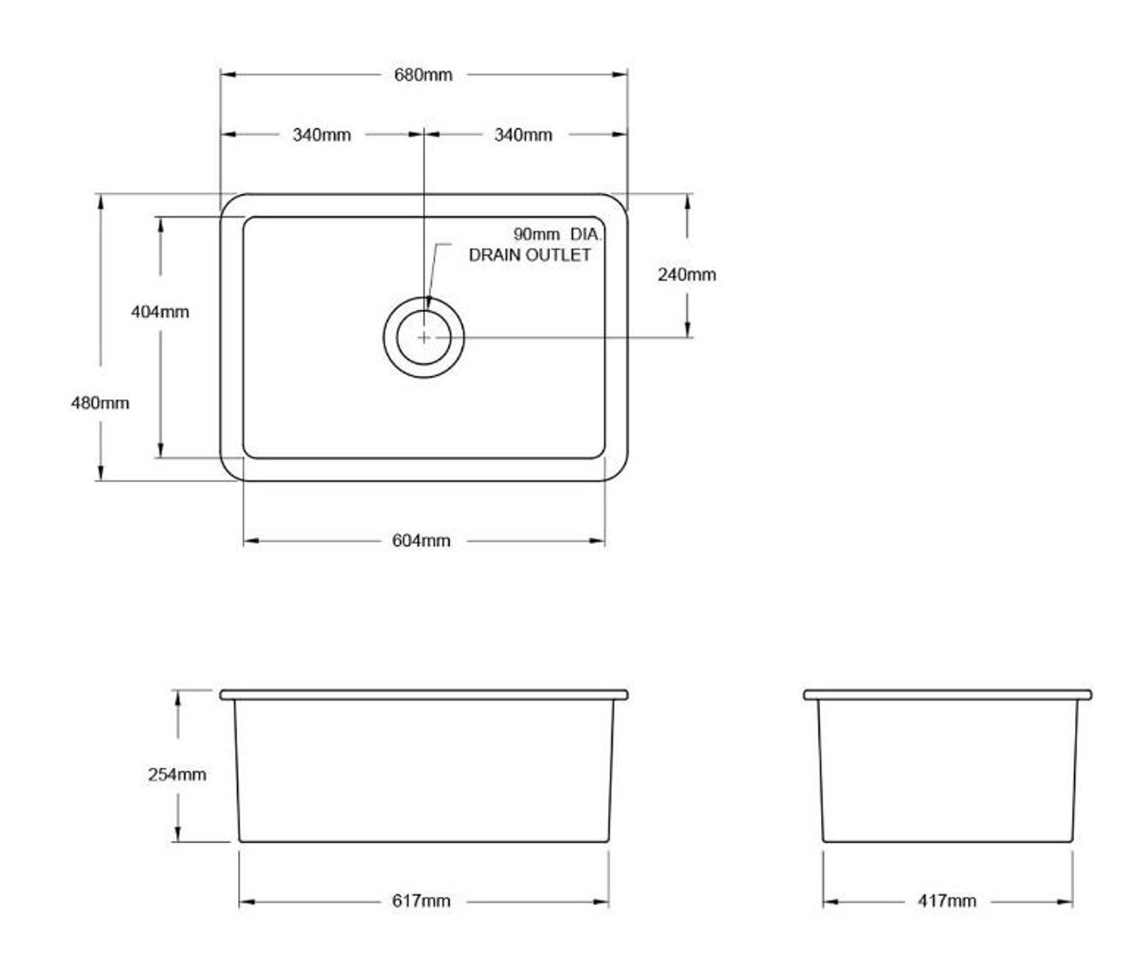 TURNER HASTINGS  TH Cuisine 68 x 48 Inset / Undermount Fine Fireclay Gloss White Sink  CU68FS 