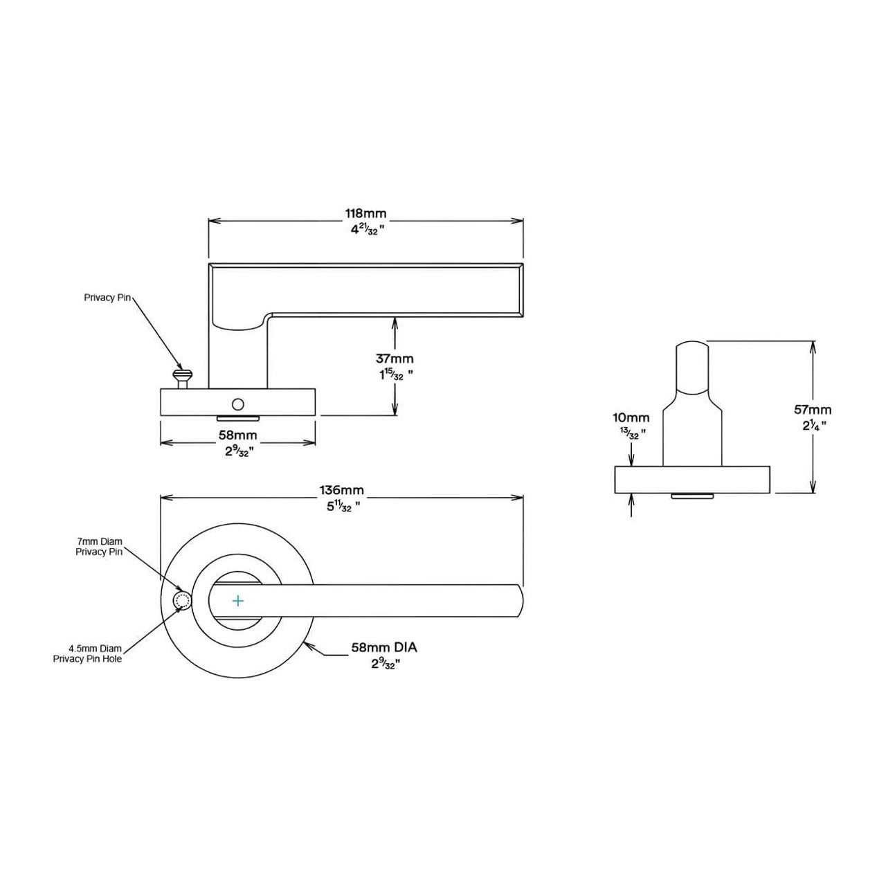  Iver Baltimore Inbuilt Privacy Lever Kit Round Rose 