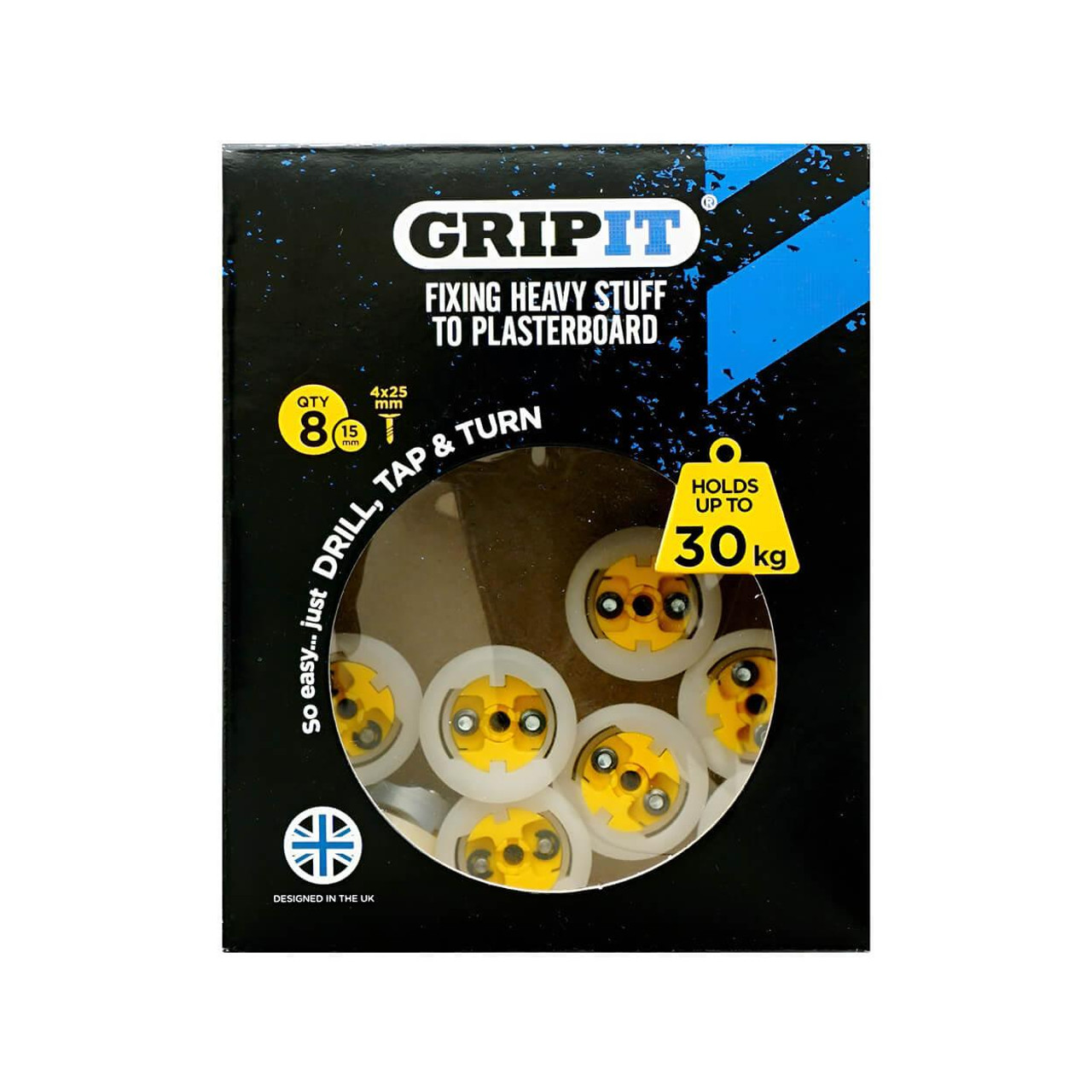  GripIt 15mm Yellow Plasterboard Anchor 8pk 