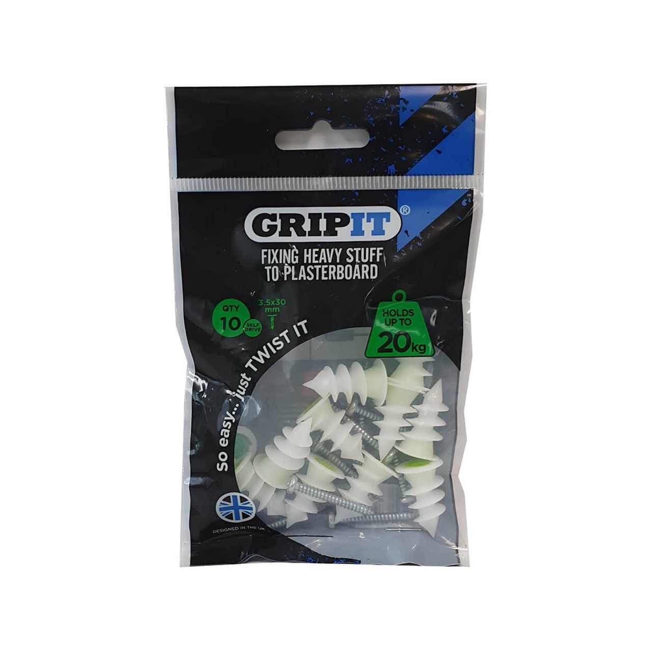  GripIt Green Plasterboard Self Drive 10pk 