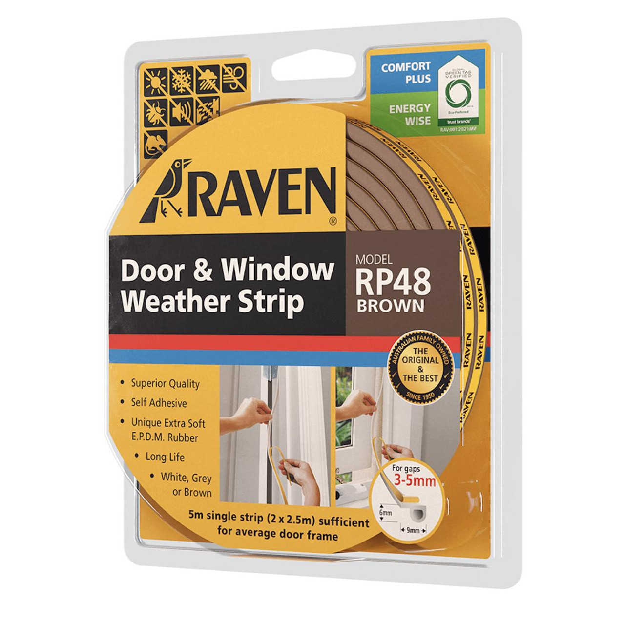  Raven Door and Window Weather Strip - Brown 