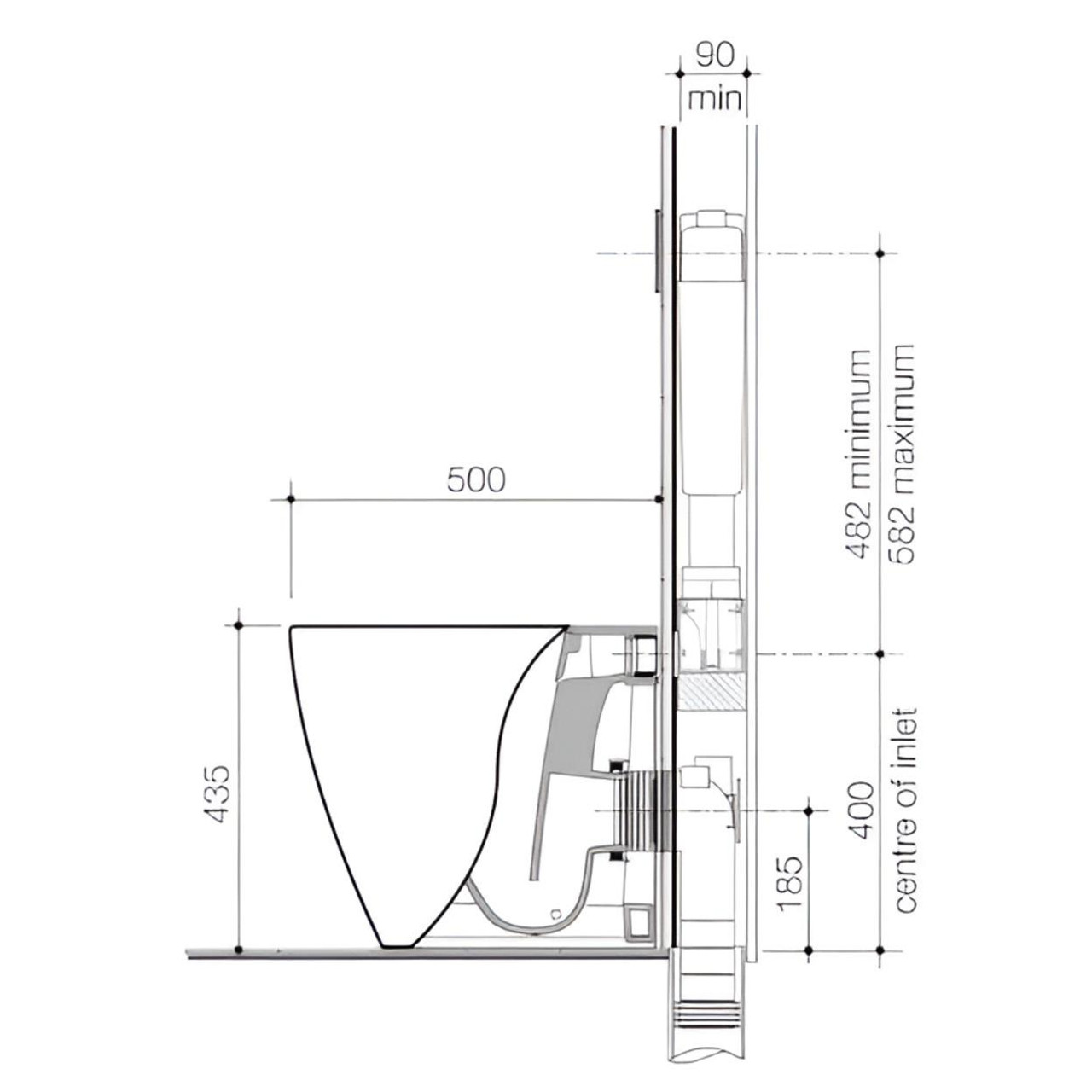 Parisi Caroma Urbane II CleanFlush® Compact Invisi Series II® Wall Faced Toilet Suite 
