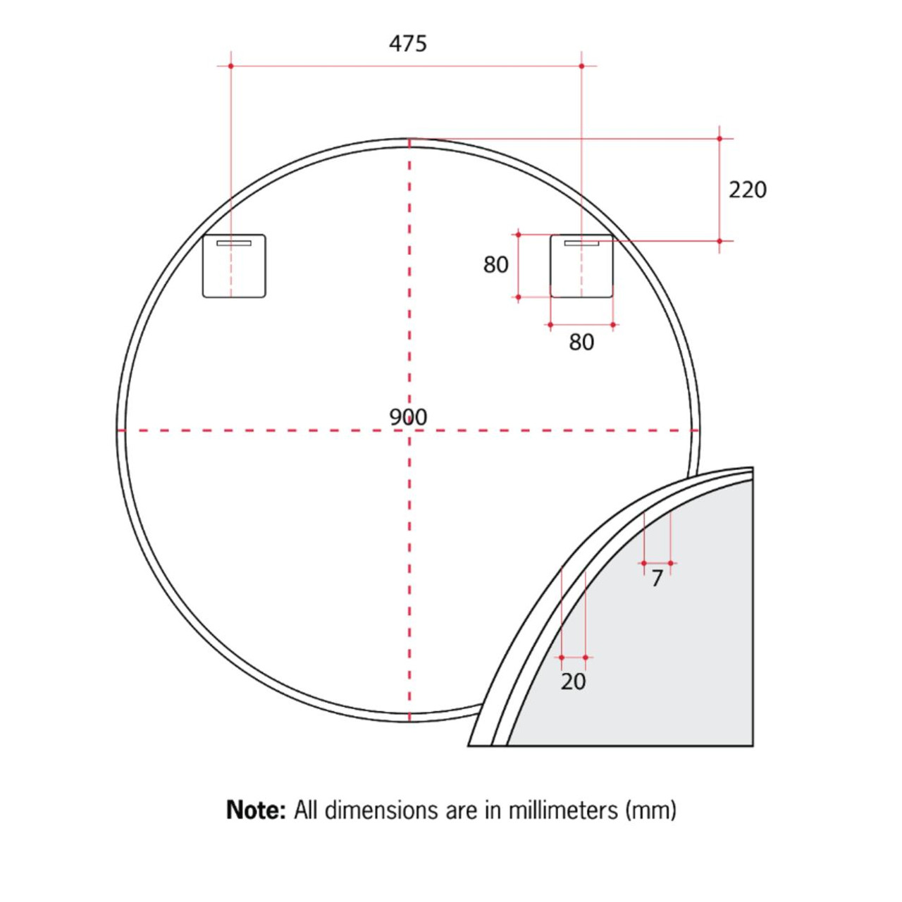 Thermo Group Thermogroup Ablaze Mirror Round Georgia White Framed 