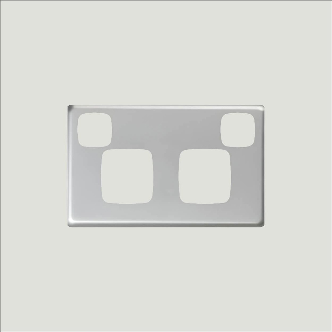  HPM Excel Double Powerpoint Coverplate - Premium Matt Silver Stainless Steel Finish 