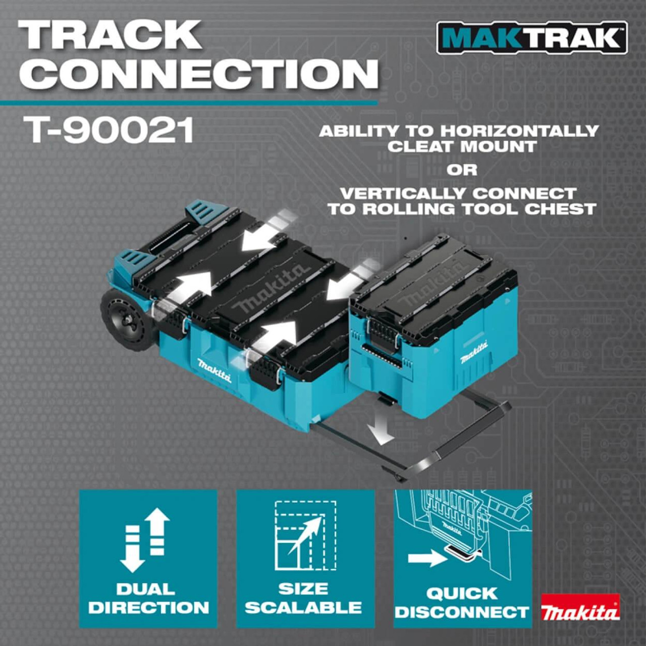  Makita MAKTRAK™ X-Large Extension Tool Box T-90021 - 45kg Capacity Modular Storage 