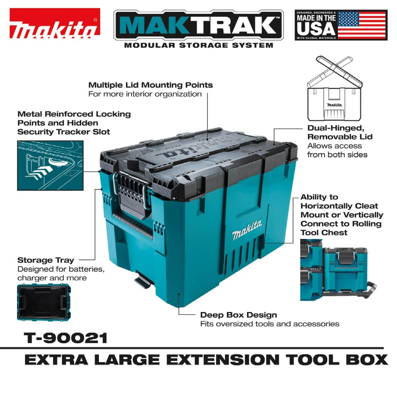  Makita MAKTRAK™ X-Large Extension Tool Box T-90021 - 45kg Capacity Modular Storage 
