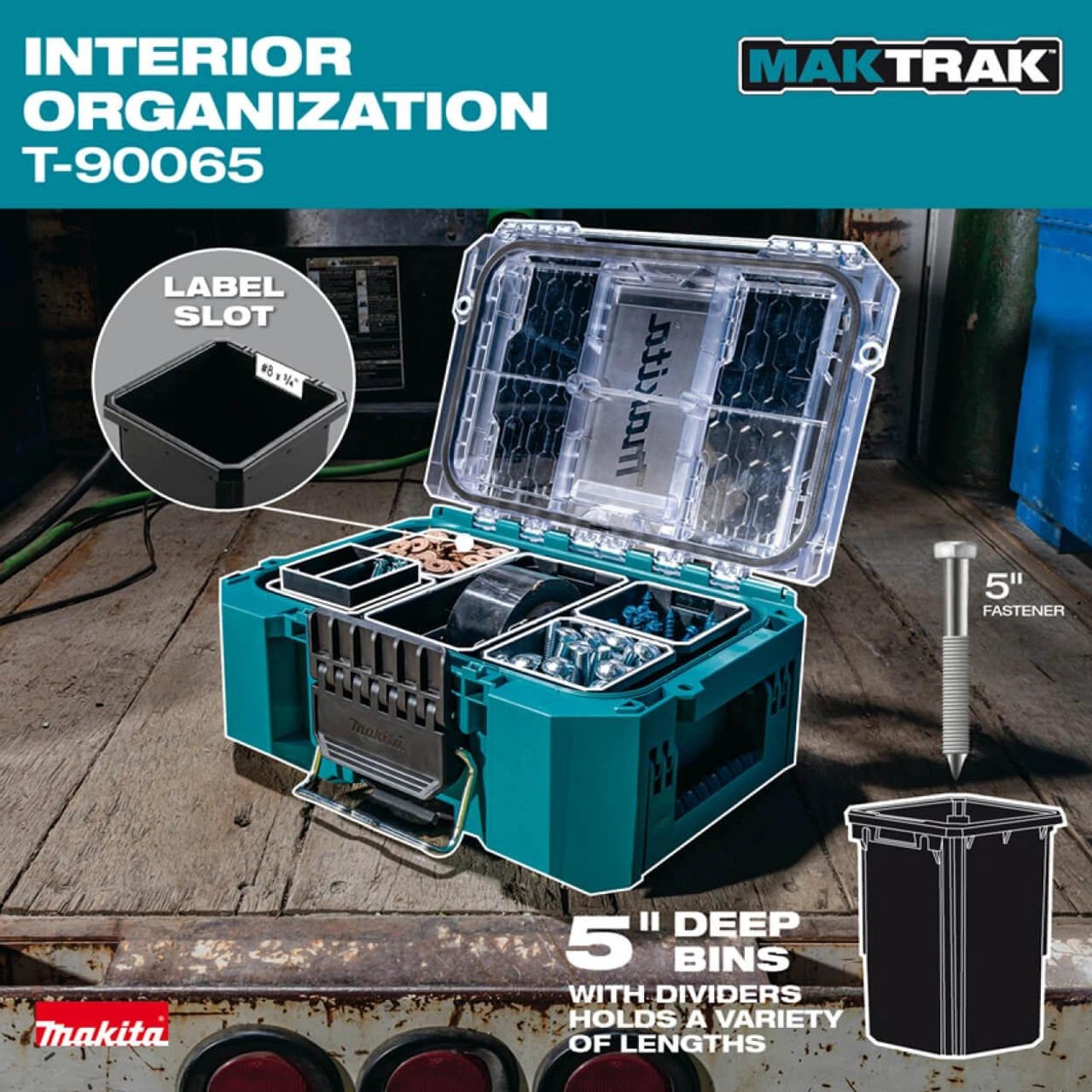  Makita MAKTRAK™ Deep Compact Organiser T-90065 - Rugged Storage for Small Tools & Parts 
