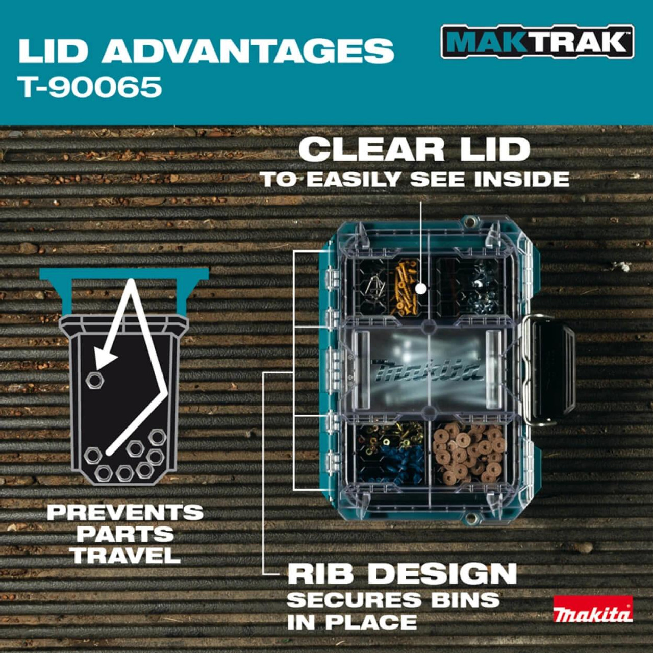  Makita MAKTRAK™ Deep Compact Organiser T-90065 - Rugged Storage for Small Tools & Parts 
