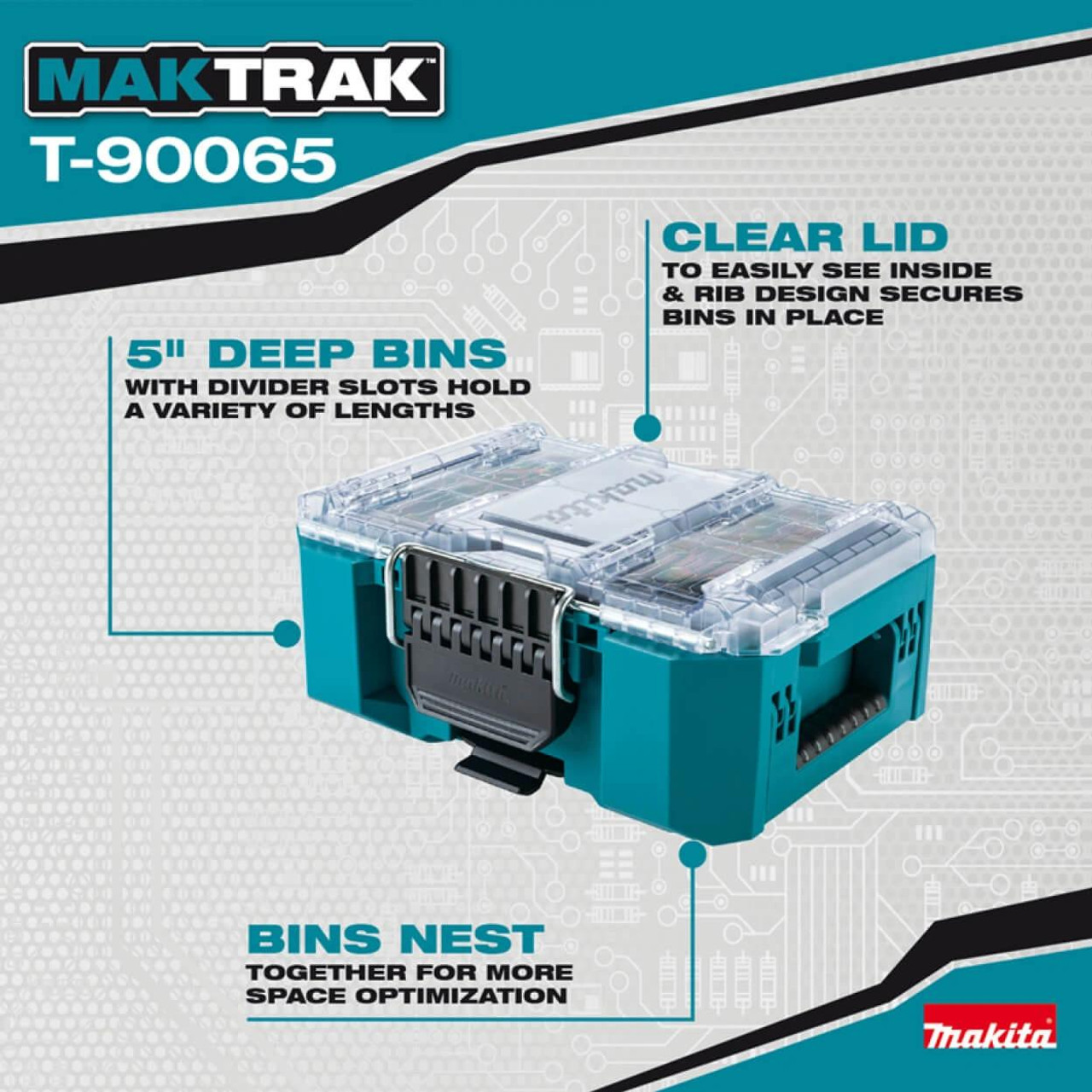 Makita MAKTRAK™ Deep Compact Organiser T-90065 - Rugged Storage for Small Tools & Parts 