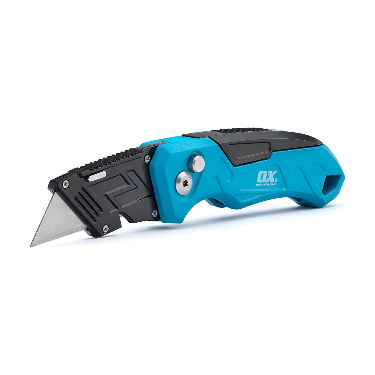 OX Tools OX Pro Heavy Duty Fixed Blade Folding Knife - With Blade Storage & Quick Fold Action 