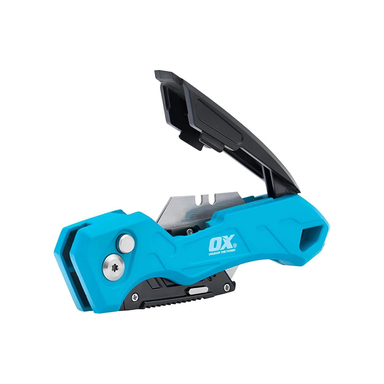 OX Tools OX Pro Heavy Duty Fixed Blade Folding Knife - With Blade Storage & Quick Fold Action 