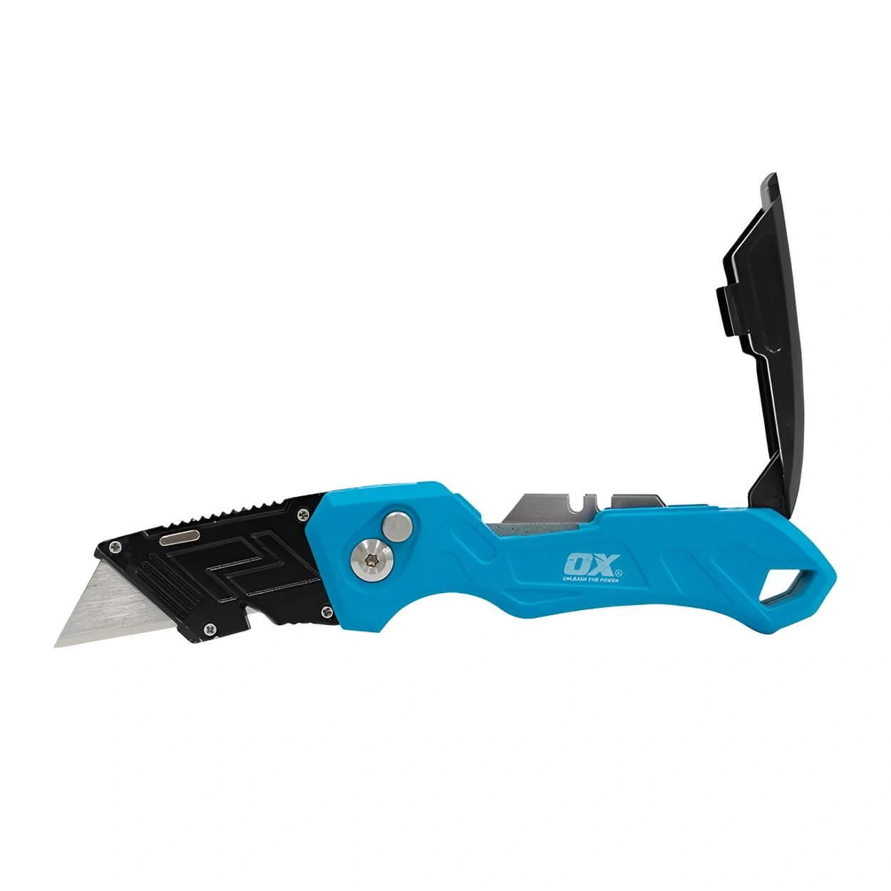 OX Tools OX Pro Heavy Duty Fixed Blade Folding Knife - With Blade Storage & Quick Fold Action 