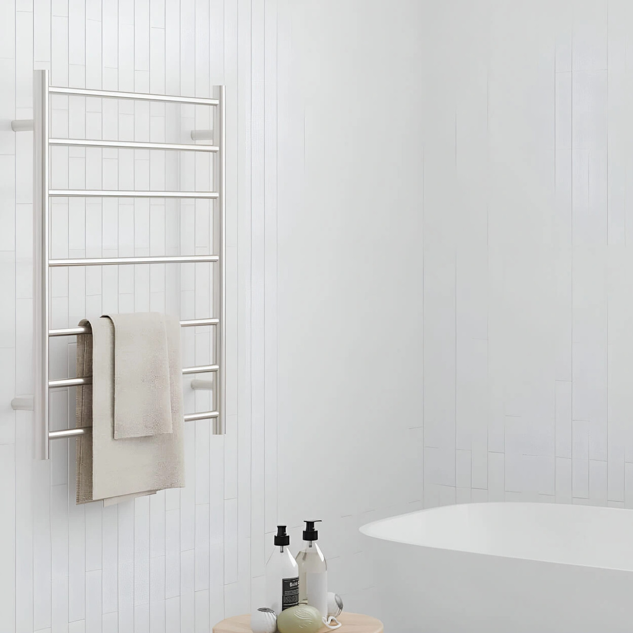 thermorail round 240volt ladder heated towel rail