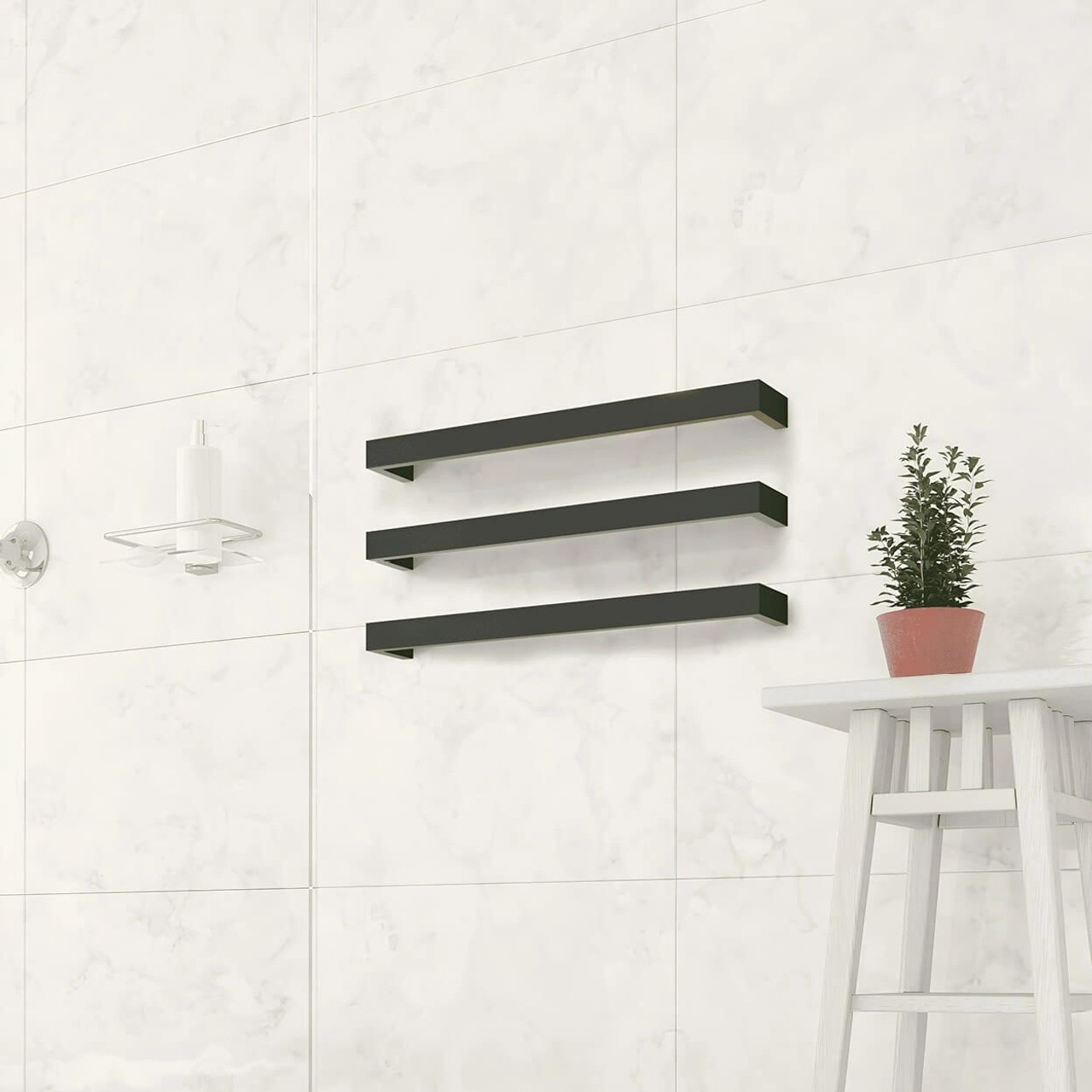  Thermorail 12V Square Single Bar Heated Towel Rail 