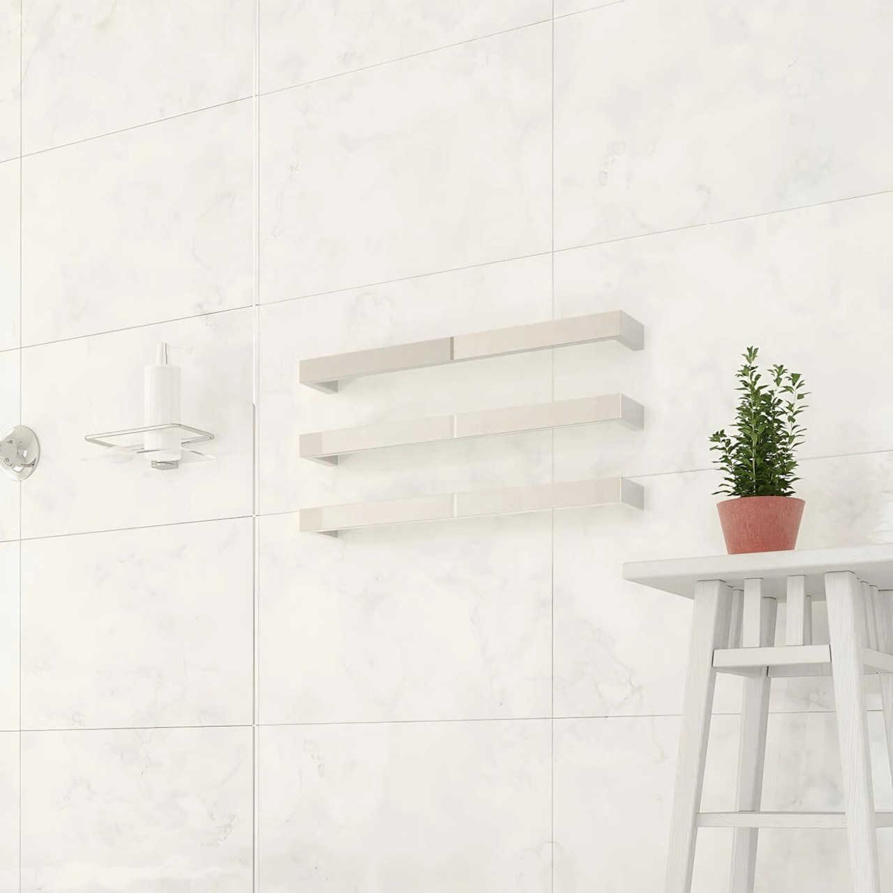  Thermorail 12V Square Single Bar Heated Towel Rail 