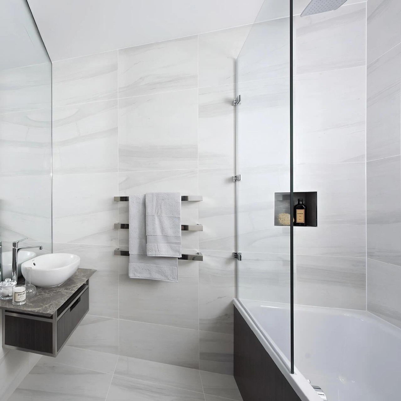  Thermorail 12V Square Single Bar Heated Towel Rail 