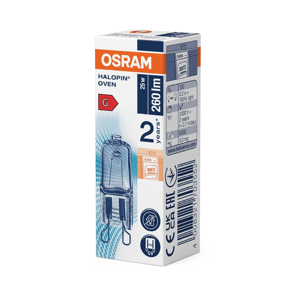  Ledvance Osram Halogen Oven Lamp - 25W G9 230V Warm White 