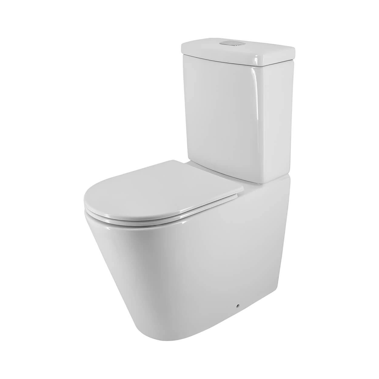  Bassini Back-to-Wall Toilet Suite - Rimless Extra Height Slim Soft-Close Seat 