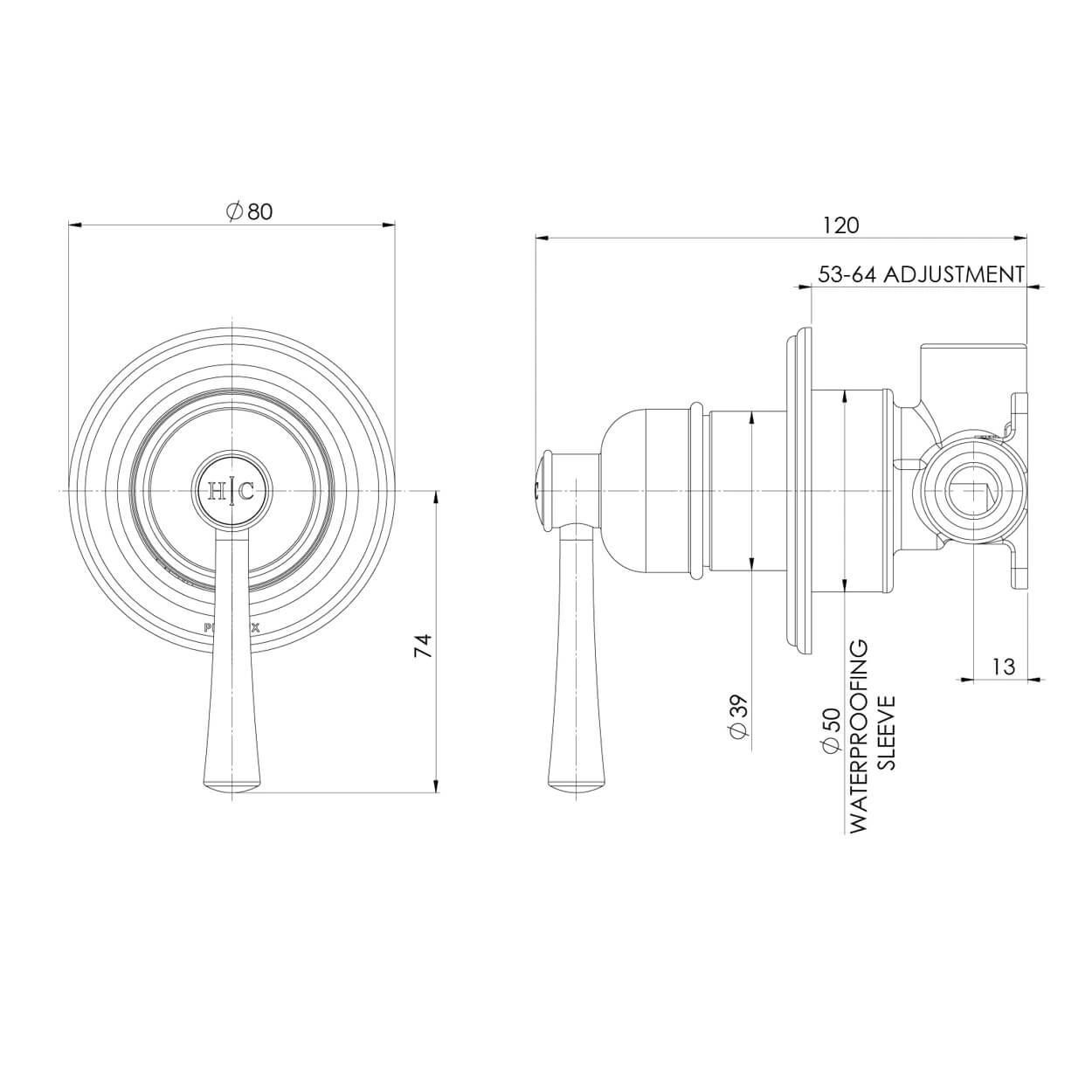 Parisi Phoenix Cromford Switchmix Shower Wall Mixer Set 
