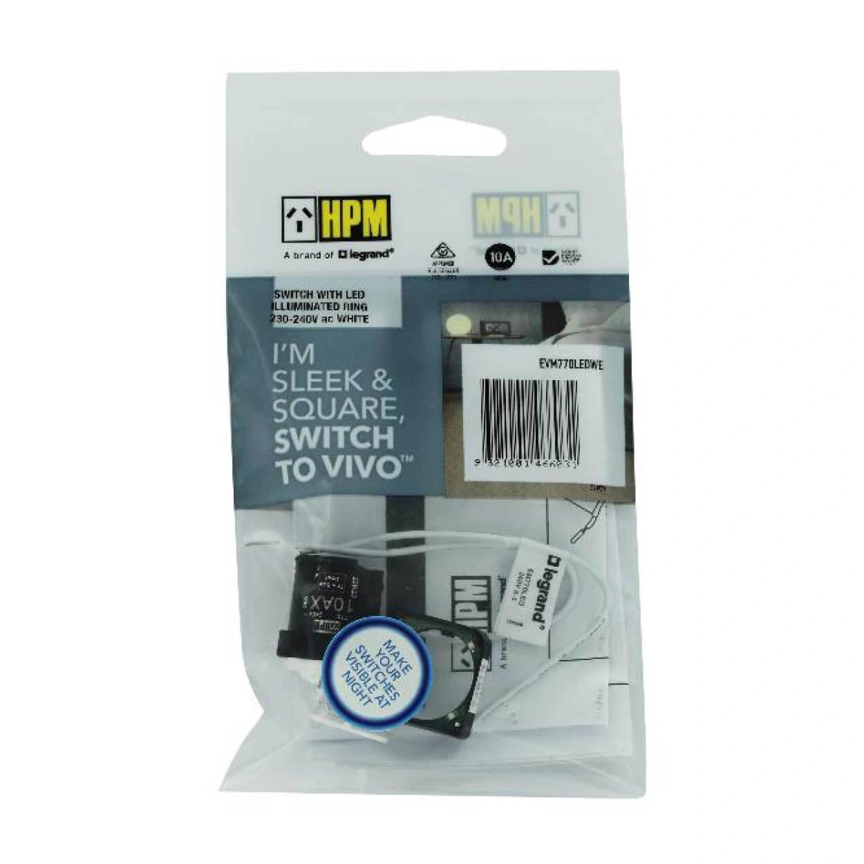  HPM VIVO Blue LED Rocker Switch Ring Kit White 