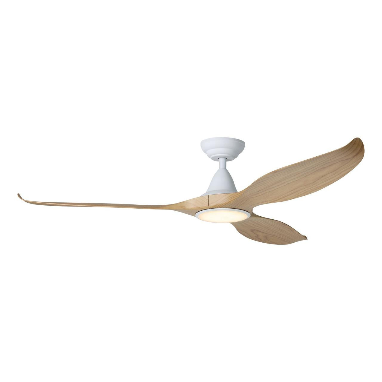 Eglo Noosa 60" Ceiling Fan White and Blackbutt with Light 20685116 