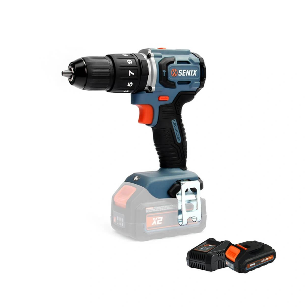 Senix Tools Senix X2 18V Brushless 60Nm Hammer Drill Kit 