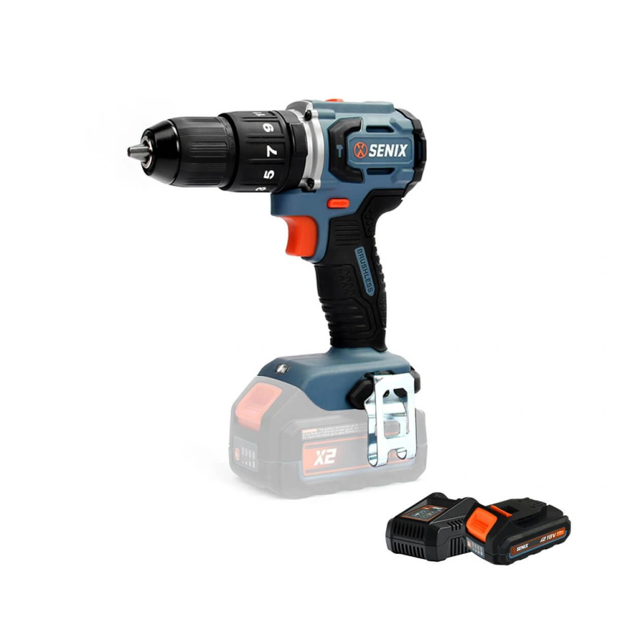 Senix Tools Senix X2 18V Brushless 60Nm Hammer Drill Kit 
