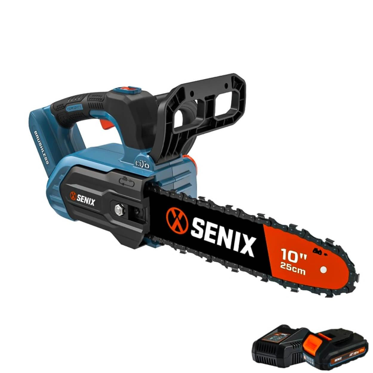Senix Tools Senix X2 18V Brushless 25cm (10") Top Handle Chainsaw Kit 