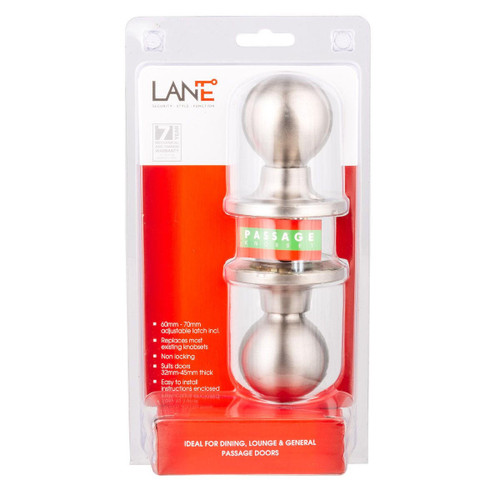 Lane L972063 Bala Passage Knob Set - Stainless Steel