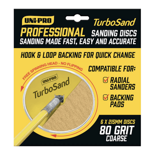Uni-Pro UNI-PRO Genius TurboSand 80 Grit Sanding Discs 215mm 6 Pack 
